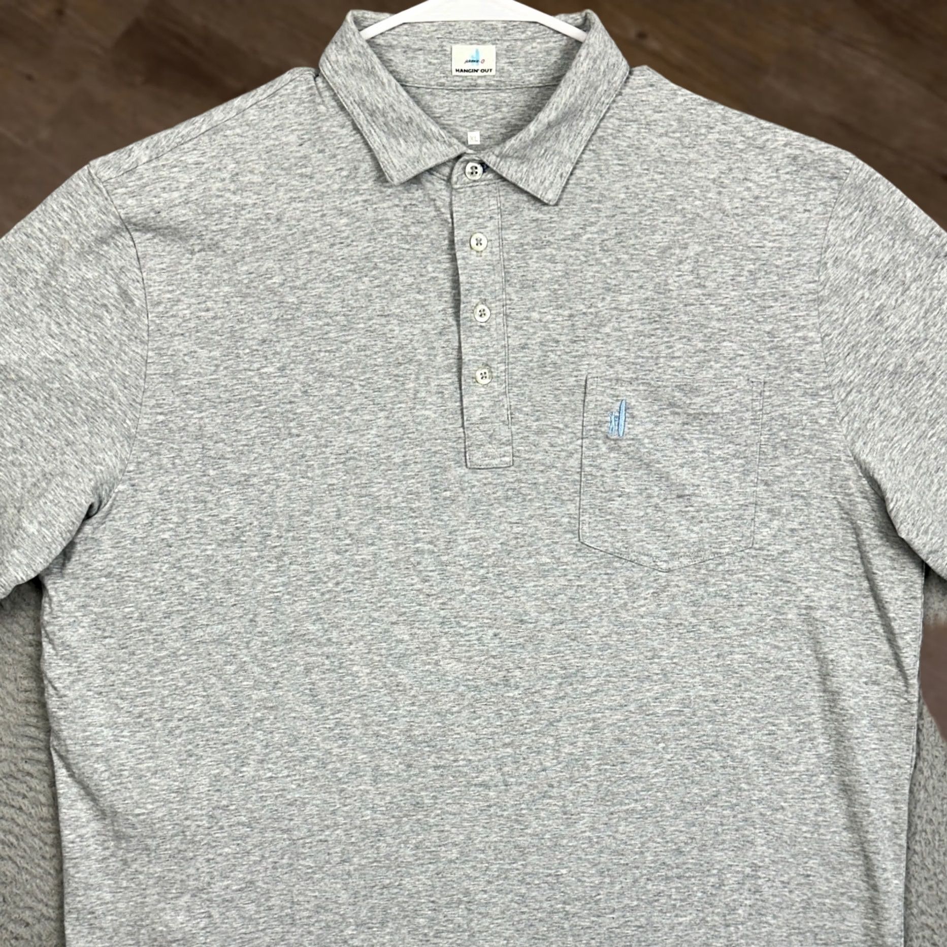johnnie-O johnnie-O Hangin Out Polo Shirt Men XL Gray Rugby Casual Stretch Pocket Logo EUC Size US XL / EU 56 / 4 - 1 Thumbnail