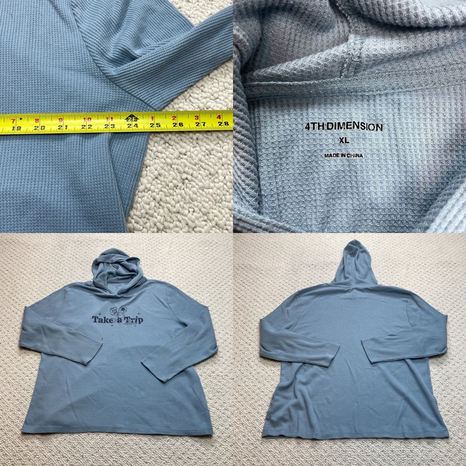 Logo 7 VINTAGE 4th Dimension Hoodie Sweatshirt Womens XL Pullover Take a Trip Logo Waffle Knit Blue Size XL / US 12-14 / IT 48-50 - 9 Thumbnail