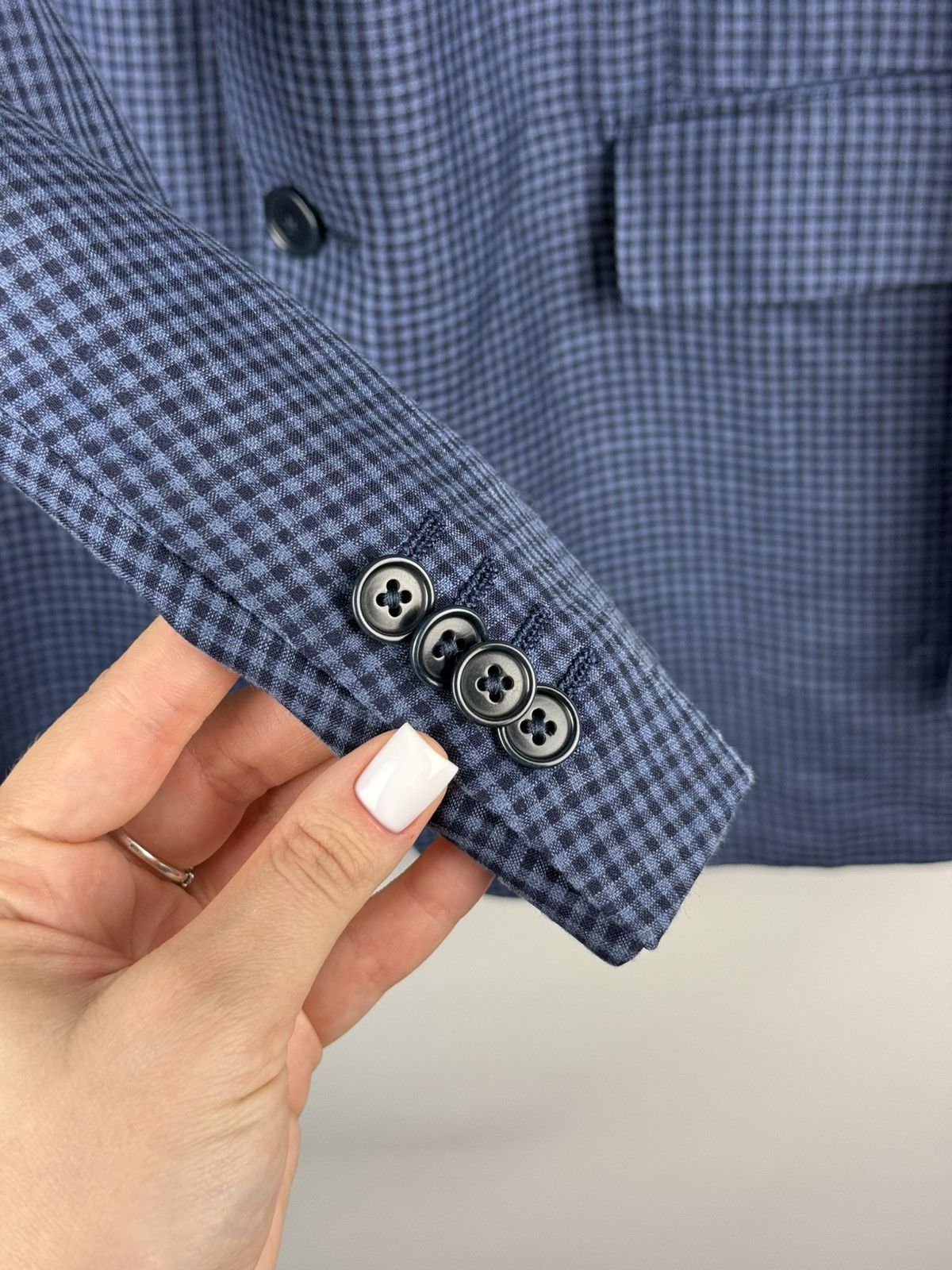 Ermenegildo Zegna Ermenegildo Zegna Duo Wool Silk Linen Checked Blazer Jacket Size 46R - 9 Thumbnail