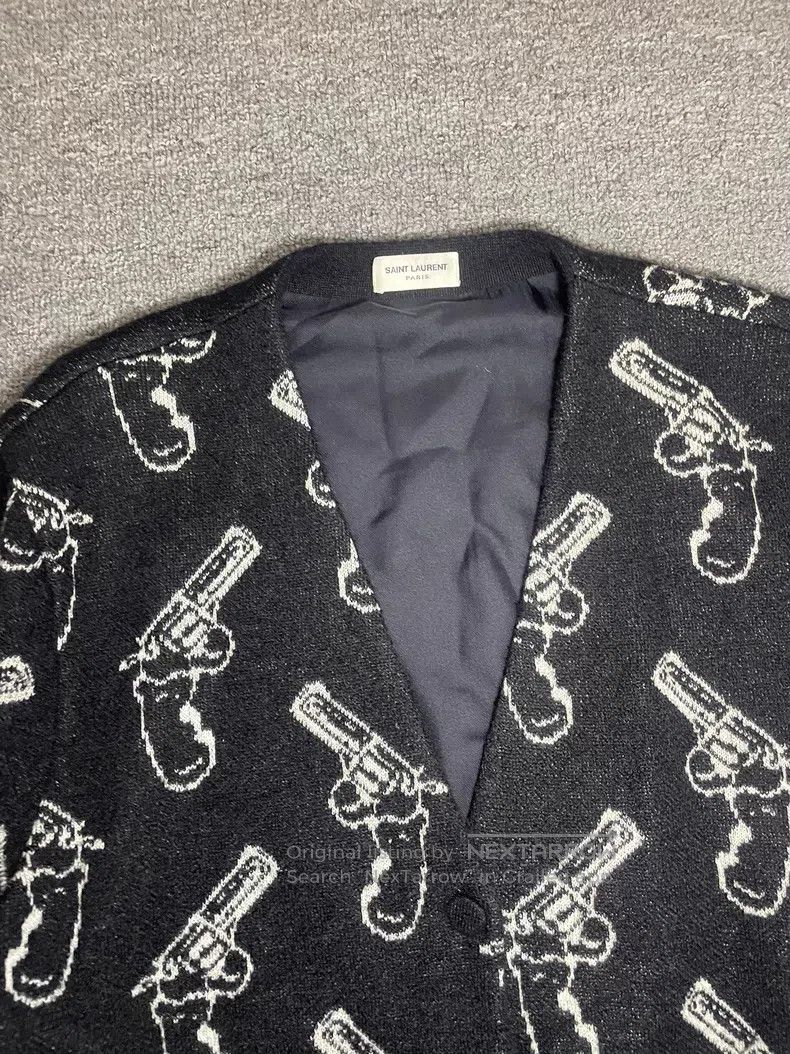 Saint Laurent Paris Revolver Wool Cardigan