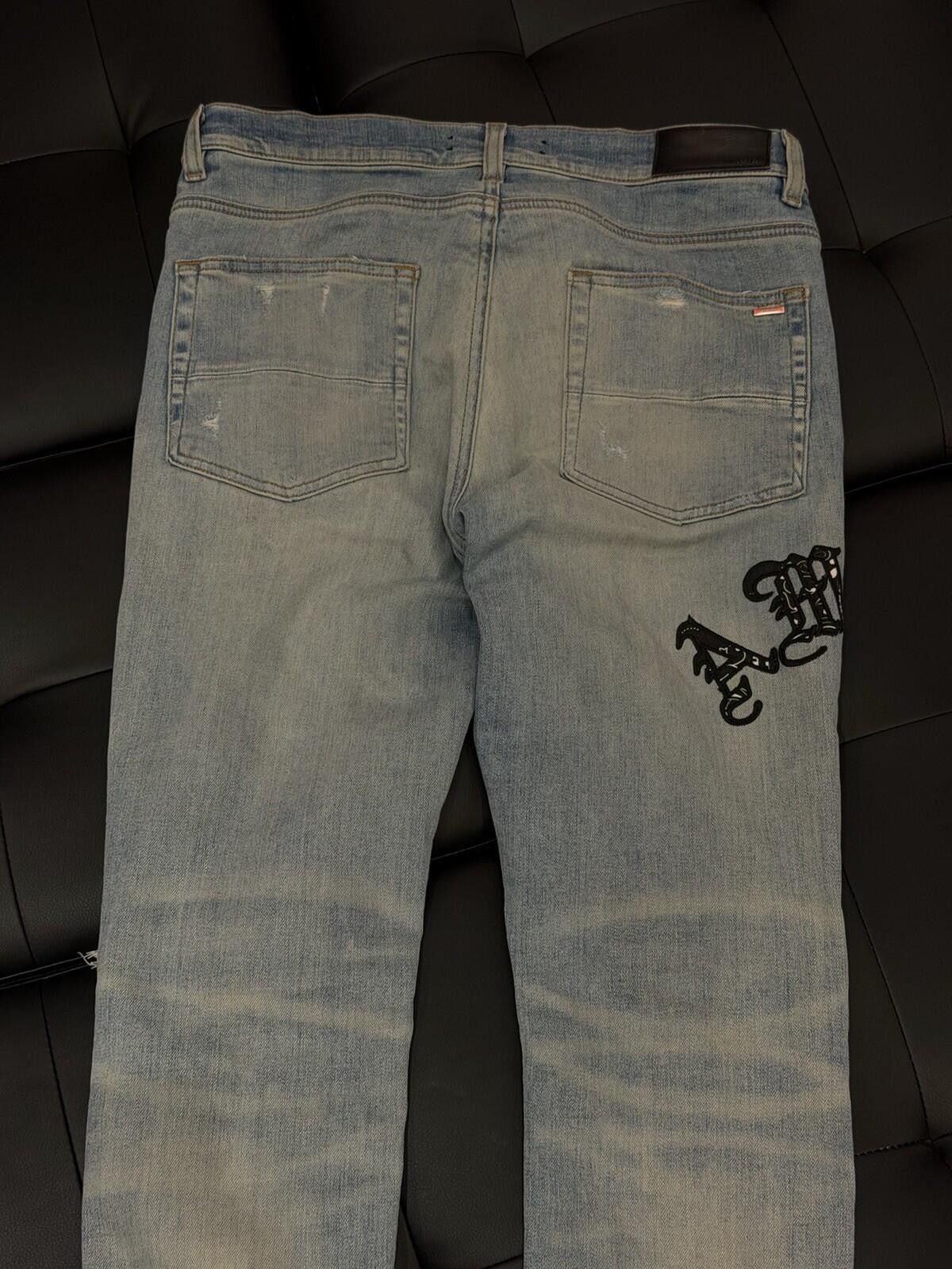 Amiri Size 31 - Amiri Blue Wrap Logo Jeans 100% Authentic Size US 31 - 10 Thumbnail