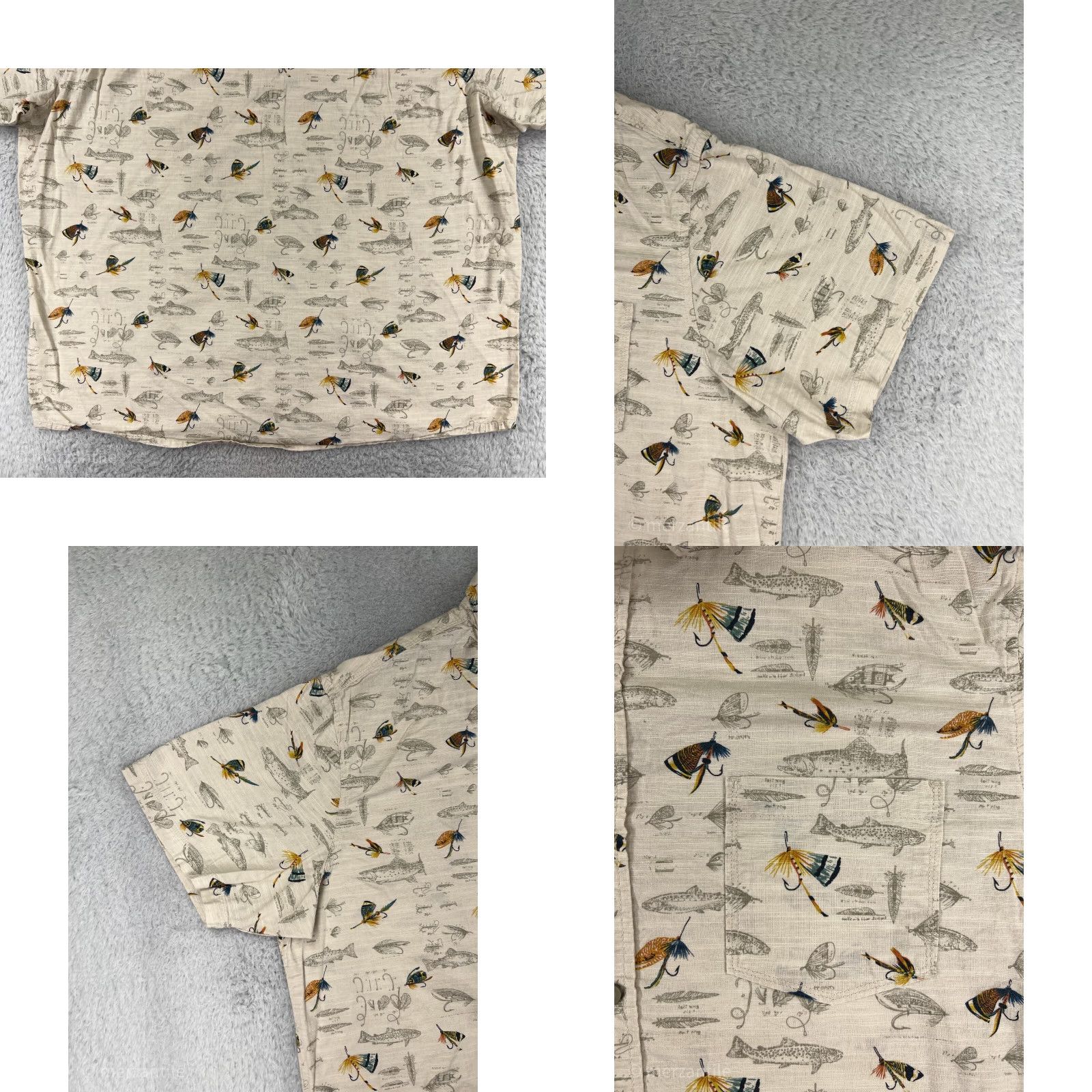 Gloverall RedHead Shirt Mens 2XL Beige Fishing Fly All Over Print Angler 100% Cotton Shirt Men's Beige Fishing Angler 100% Cotton 2XL RedHead Size US XXL / EU 58 / 5 - 8 Thumbnail