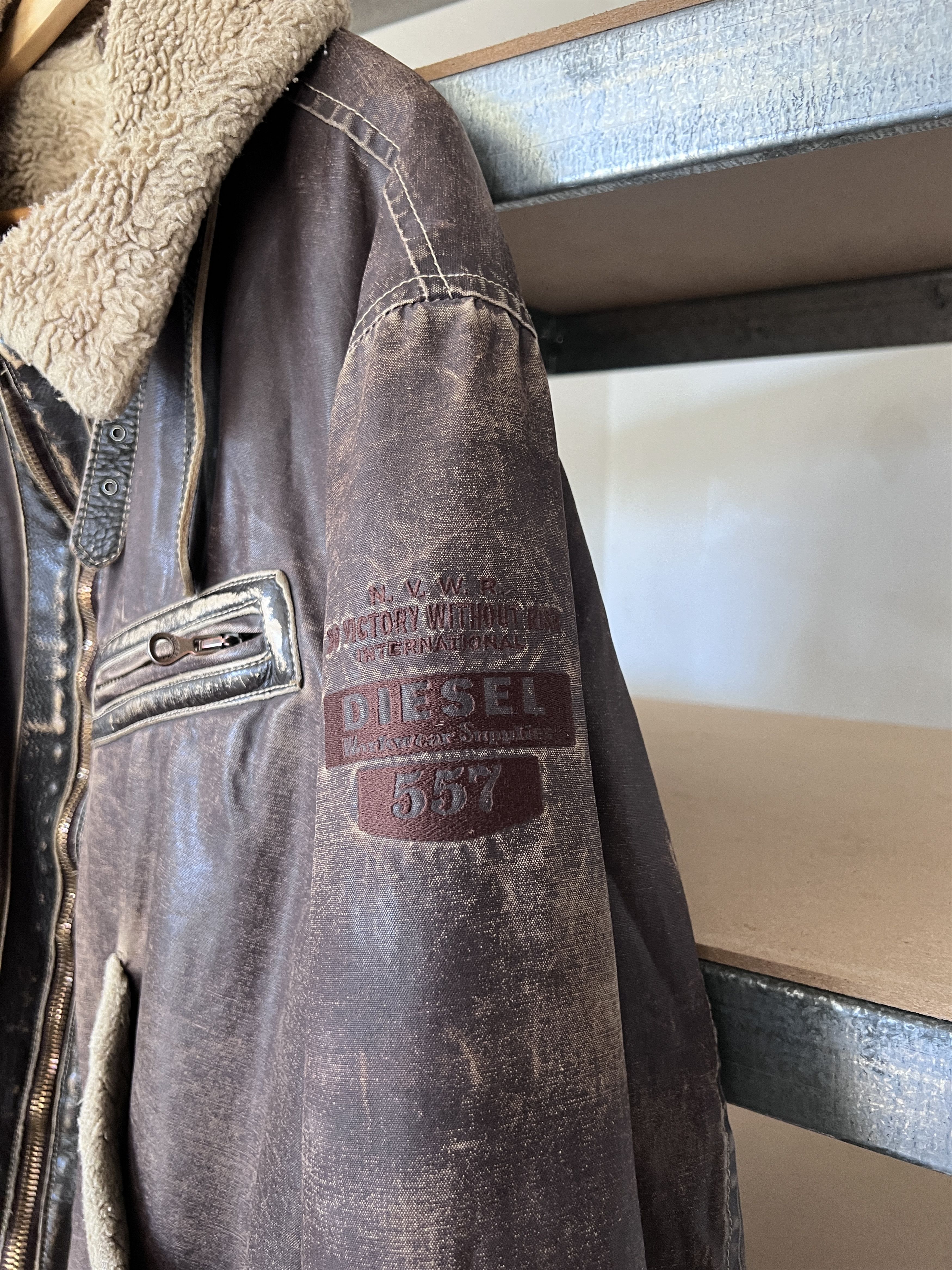 Diesel Diesel Vintage DMB 1955 Wax Sheepskin Distressed Jacket Size US XXL / EU 58 / 5 - 21 Thumbnail