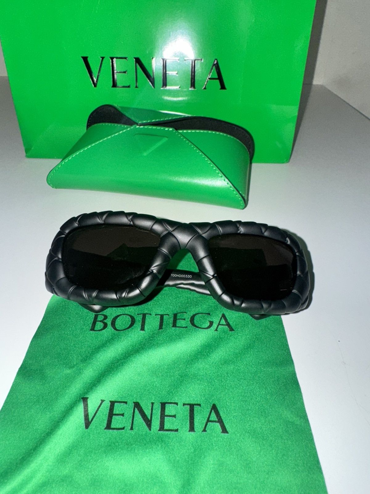 Bottega Veneta Bottega Veneta Intrecciato Rectangular Sunglasses Size ONE SIZE - 2 Thumbnail