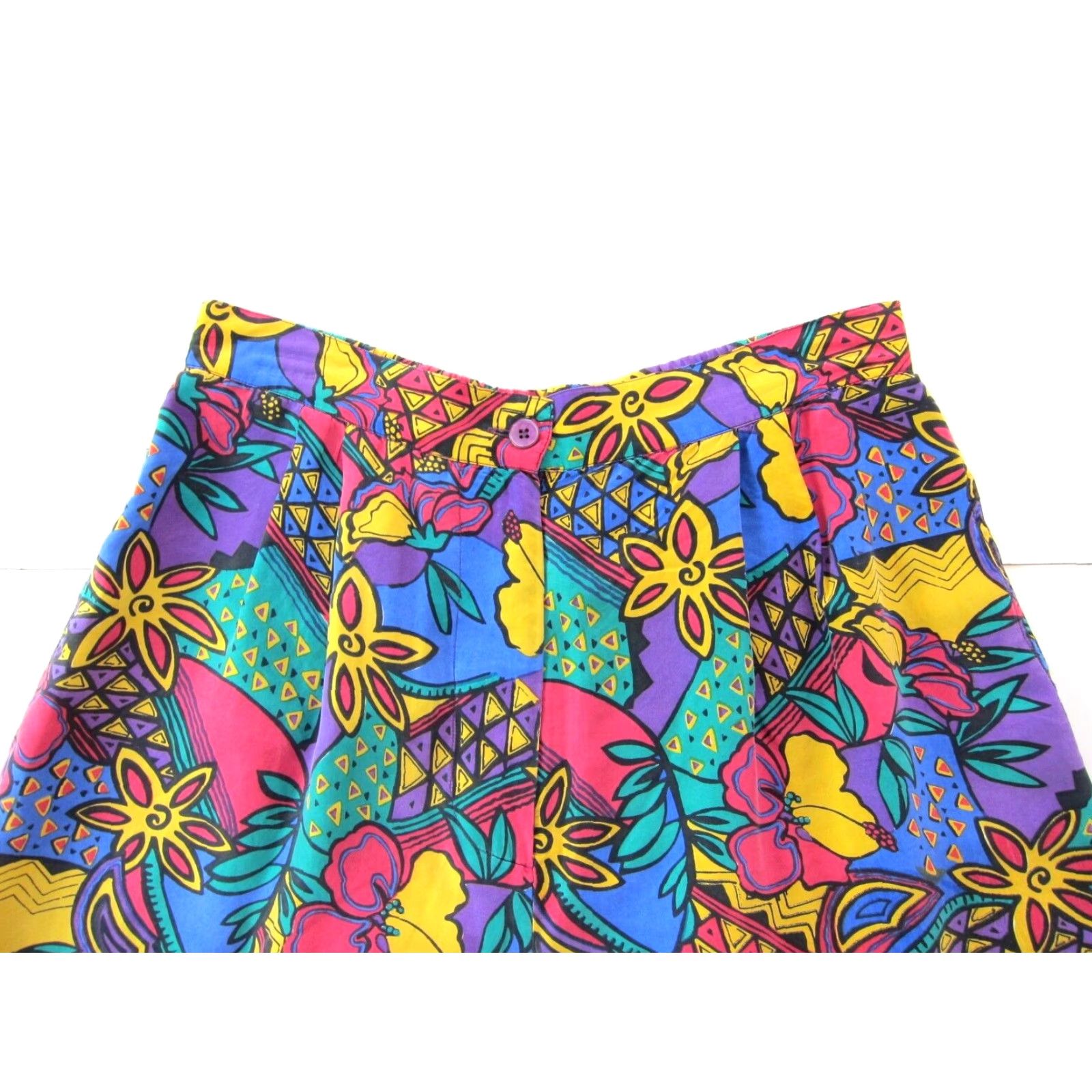 Vintage VINTAGE ES Studio Bermuda Short High Rise 100% Silk Floral Pockets Pink Green Yellow M Womens Size 32" / US 10 / IT 46 - 3 Thumbnail
