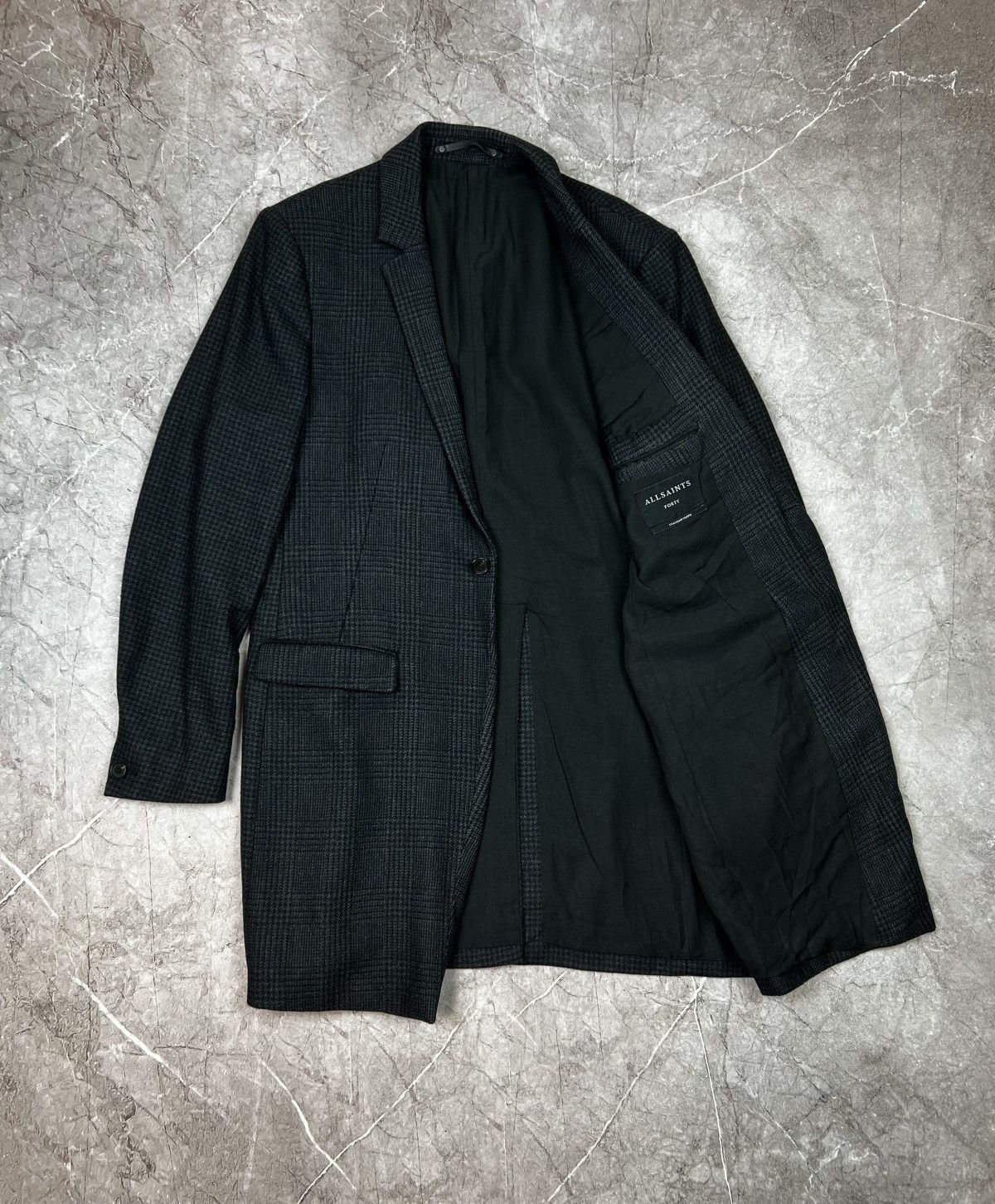 Allsaints All Saints Forty Two Wool Blazer Mens L Coat Leather Trim Size US L / EU 52-54 / 3 - 2 Thumbnail