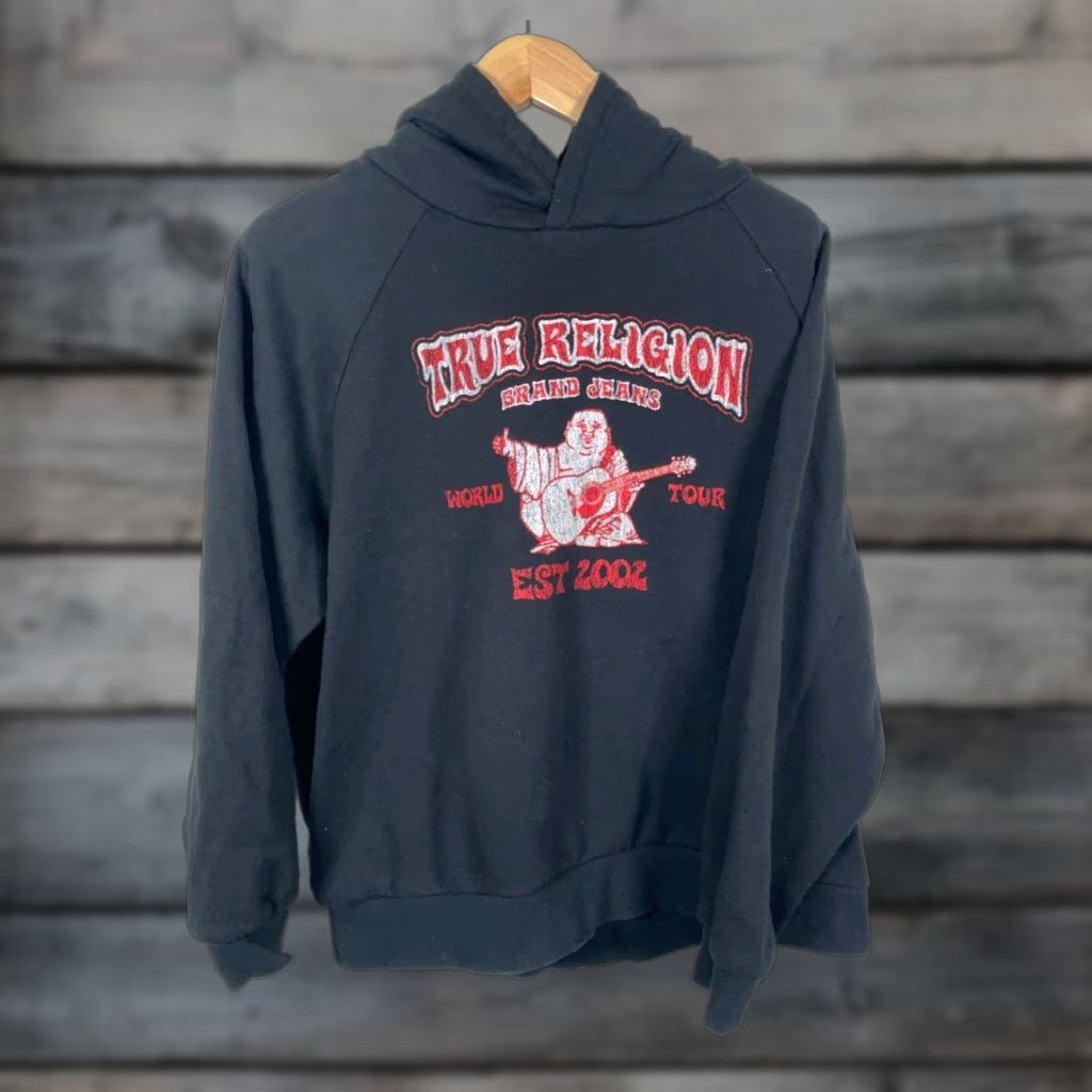 True Religion TRUE RELIGION Hoodie Men 2XL Black Retro Buddha Graphic Sweatshirt Y2K Sweatshirt Size US XXL / EU 58 / 5 - 1 Thumbnail