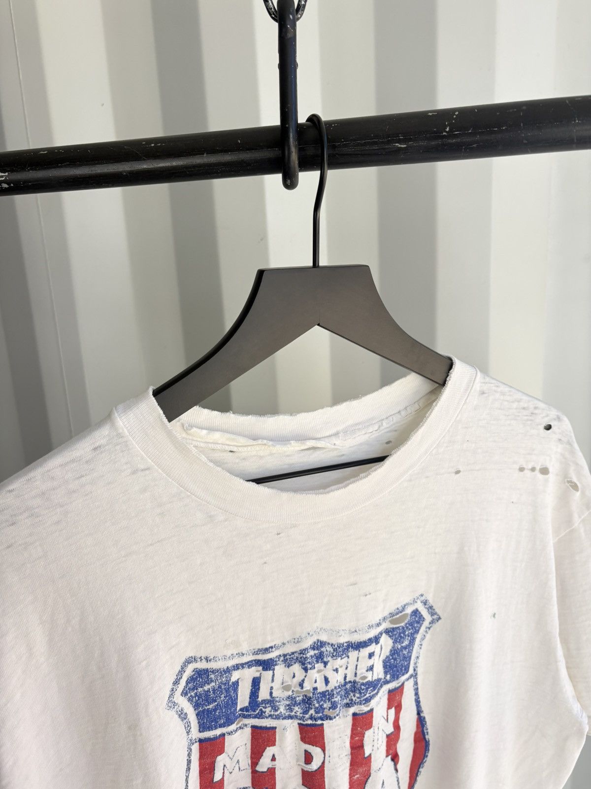 Vintage Thrasher Made In USA Thrashed Faded Distressed Shirt GRUNGE Size US XL / EU 56 / 4 - 3 Thumbnail