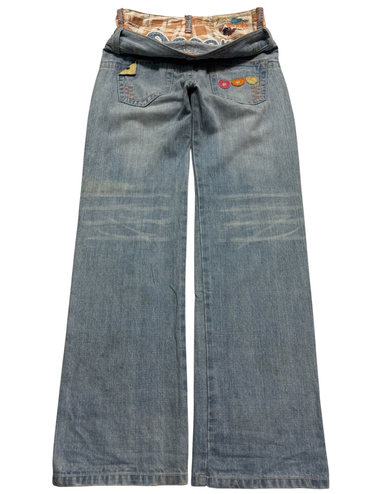 Japanese Brand 💥DOUBLE WAIST 90's💥BLUE MOON BLUE OCEAN EMBROIDERY LOGO RARE Size US 29 - 2 Thumbnail