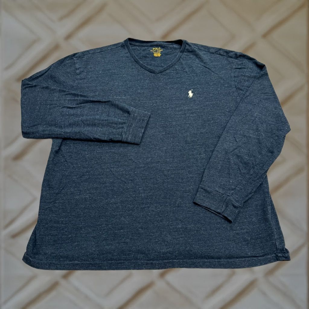 Polo Ralph Lauren Polo Ralph Lauren T-Shirt Long Sleeve Mens Large Blue V-Neck Tee Classic Fit Shirt Size US L / EU 52-54 / 3 - 1 Thumbnail