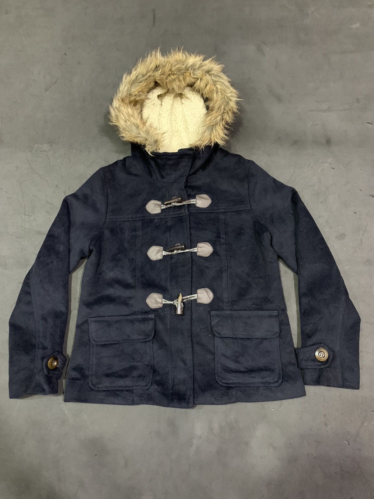 image of Avant Garde Holiday Holic Suede Jacket Fur Hoodie in Black, Men's (Size Medium)