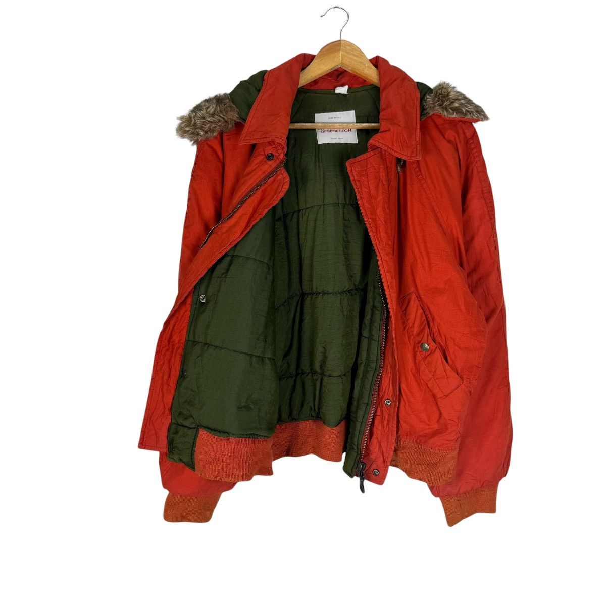 United Colors Of Benetton 🌟UNITED BENETTON FUR HOODIE BOMBER JACKET Size US M / EU 48-50 / 2 - 8 Thumbnail