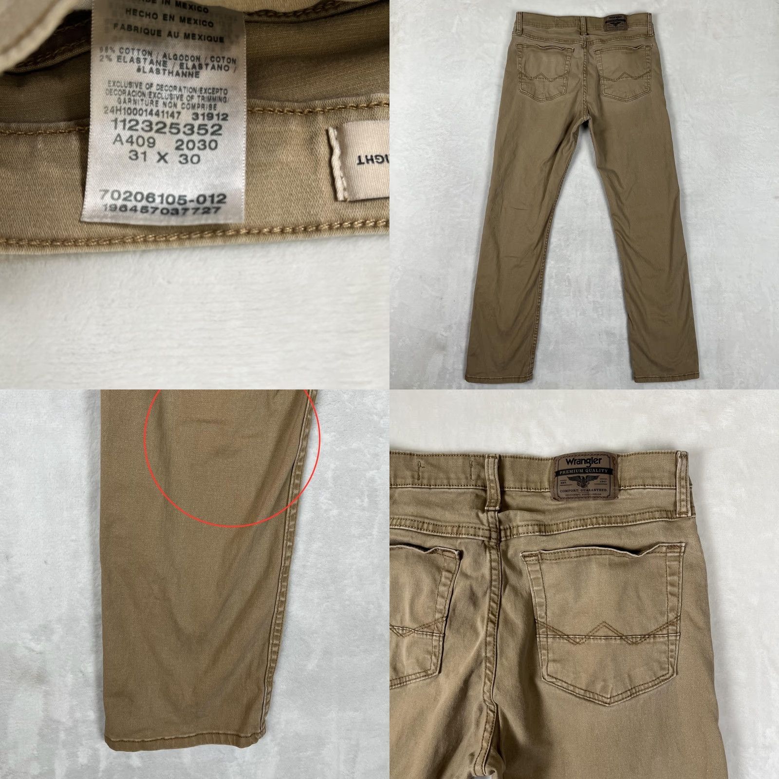 Wrangler Wrangler Jeans Mens 31x30 Brown Slim Straight Stretch Denim Medium Wash Pants Size US 31 - 8 Thumbnail