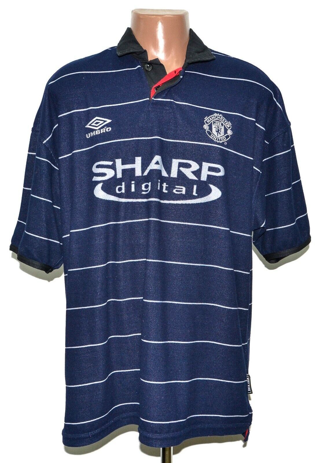 Image of Manchester United 1999/2000 Shirt Jersey Umbro Size XL Adult in Blue, Men's