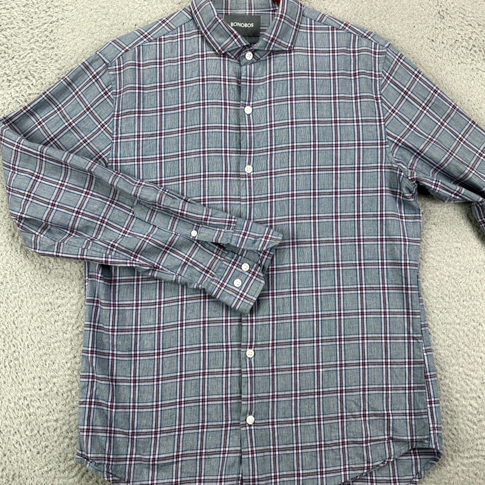 Bonobos Bonobos Button-Up Shirt Mens Slim Blue Plaid Long Sleeve Adult Medium Size US M / EU 48-50 / 2 - 2 Thumbnail