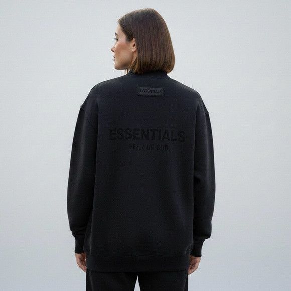 Essentials Fear of God Essentials Black Mock Neck Oversized Sweatshirt Size S / US 4 / IT 40 - 1 Thumbnail