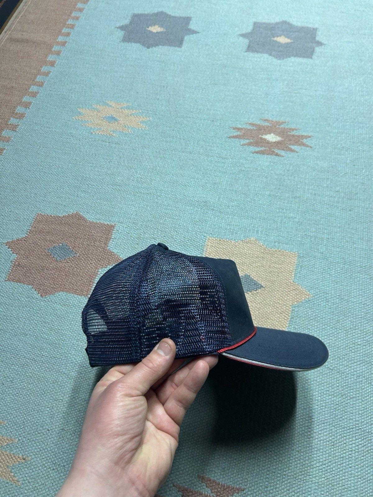 Vintage Vintage strapback trucker hat mesh NWE embroidered logo blue Size ONE SIZE - 8 Thumbnail