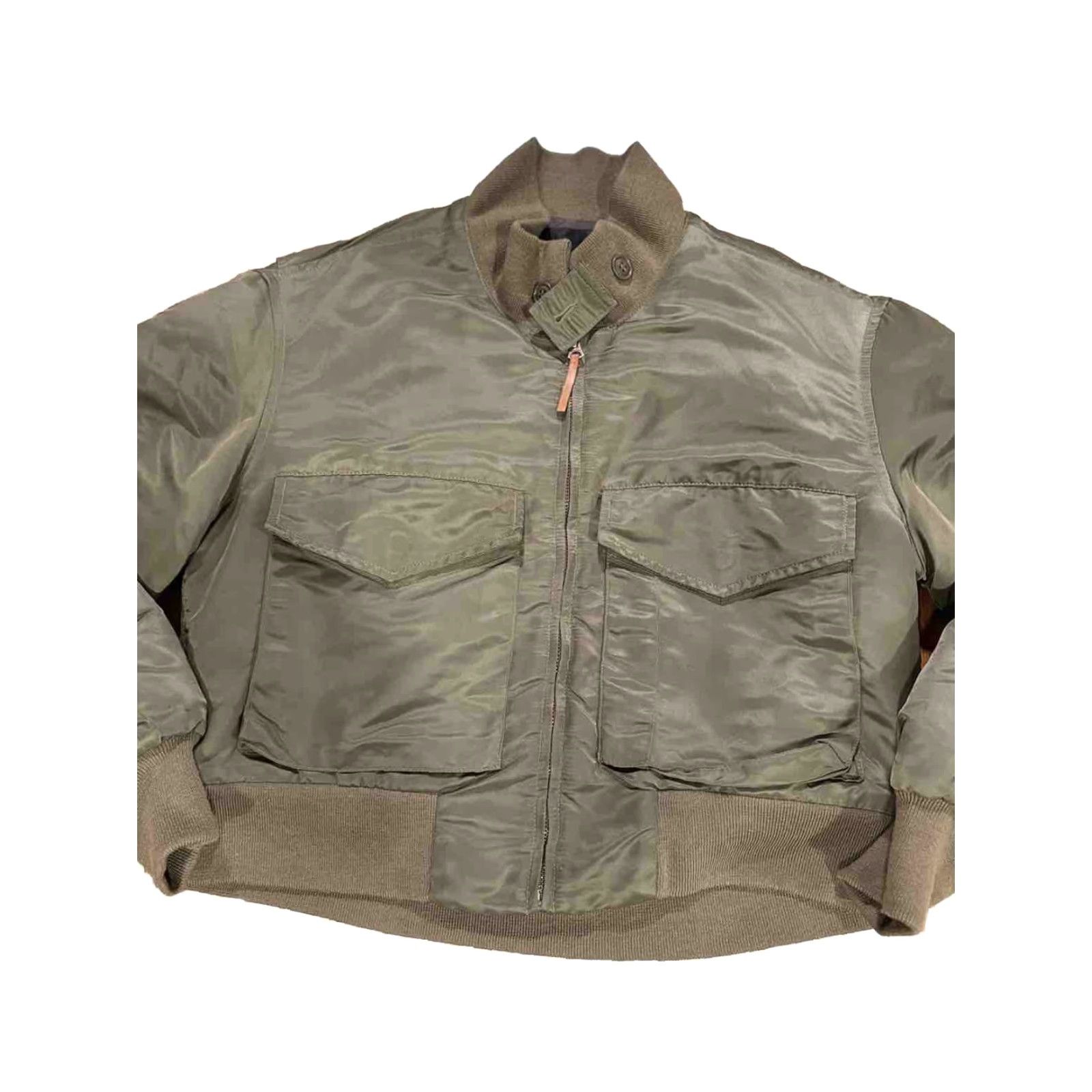 Nili Lotan NILI LOTAN Jacket Nylon Bomber XS Army Green Womens Short Vintage? (No N/A) Size XS / US 0-2 / IT 36-38 - 6 Thumbnail