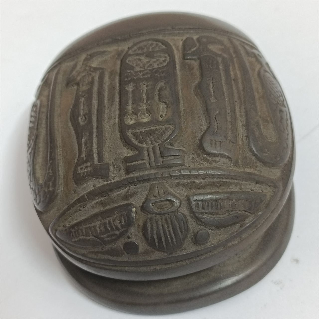 Handmade Hand-carved Egyptian scarab featuring hieroglyphs Size ONE SIZE - 3 Thumbnail