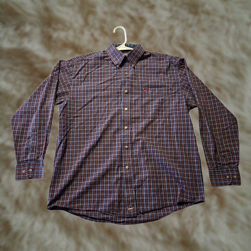 Wrangler Wrangler PBR Button-Down Shirt Long Sleeve Men's Large Plaid Western Cowboy Multicolor Embroidered Pockets Button-Up Casual" Size US L / EU 52-54 / 3 - 1 Thumbnail