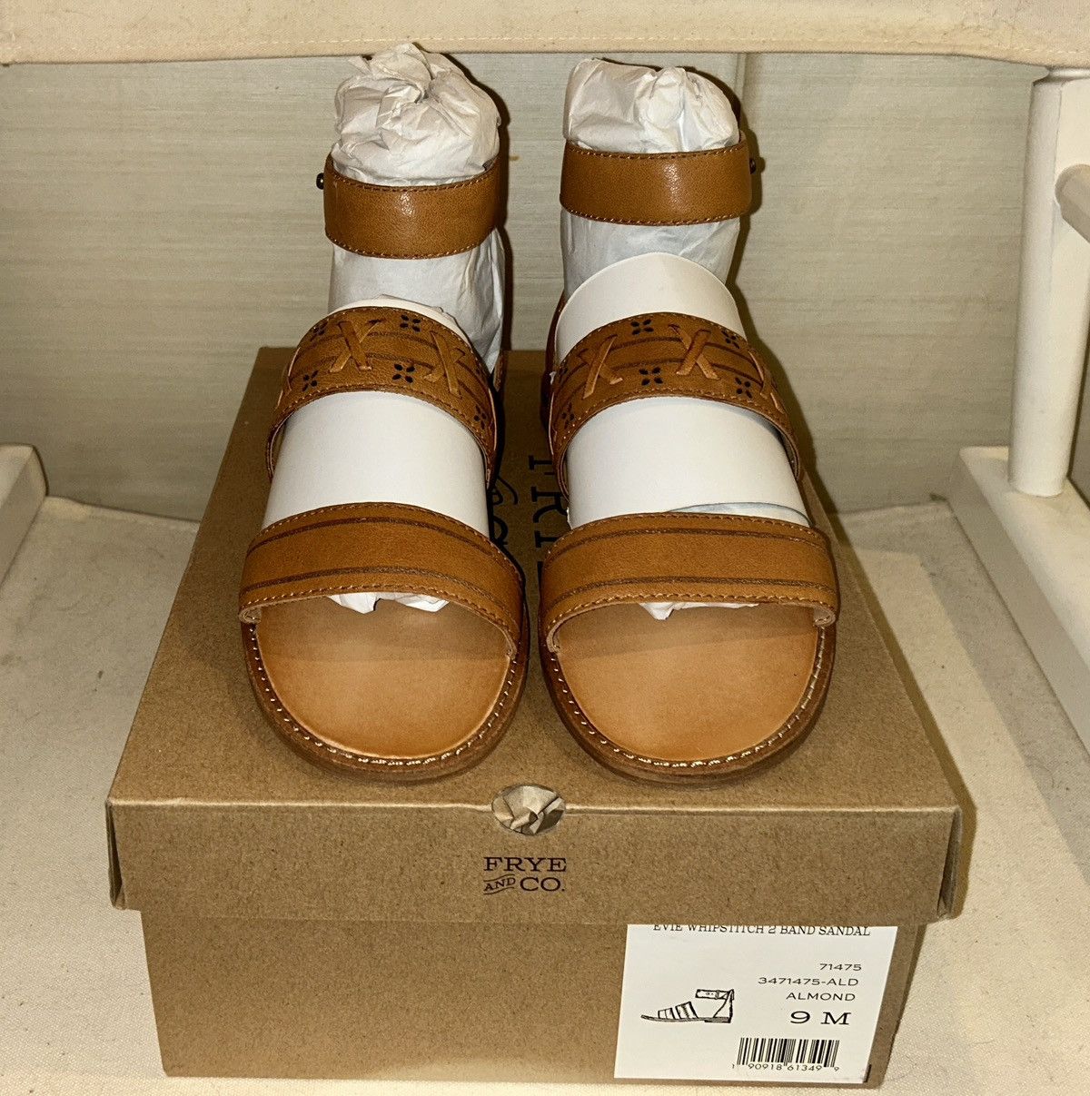 Frye Frye & Co “Evie” Leather Whipstitch Sandal Size 9 Size US 9 / IT 39 - 3 Thumbnail