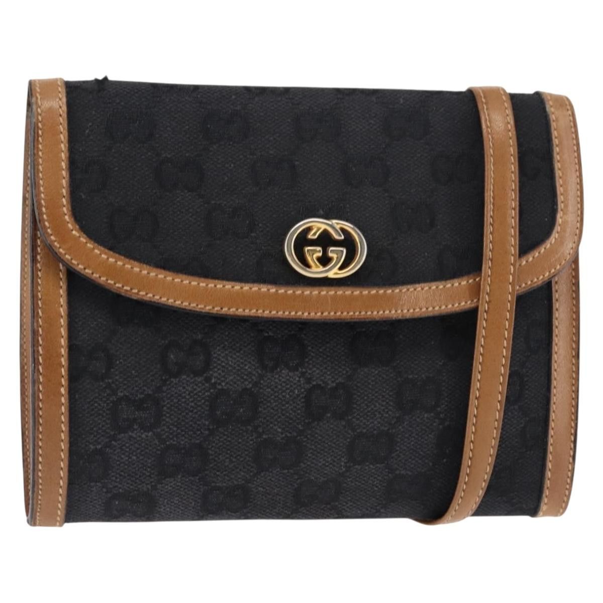 Gucci GUCCI GG Canvas Shoulder Bag Canvas Black Brown Size ONE SIZE - 1 Thumbnail