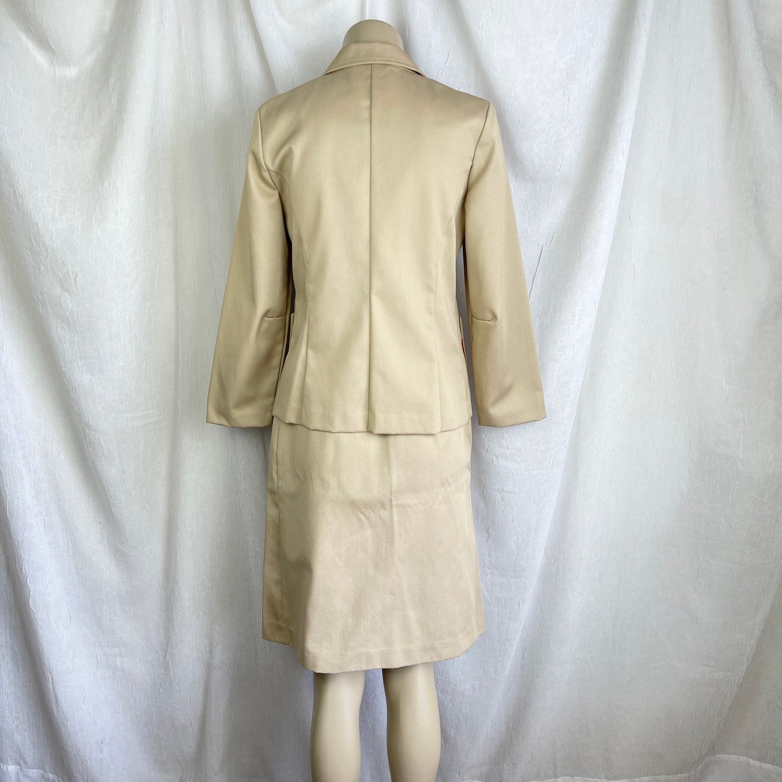 Vintage VTG 70’s Russ Petites Khaki Jacket Knee Length Skirt Set 4 Size S / US 4 / IT 40 - 2 Thumbnail