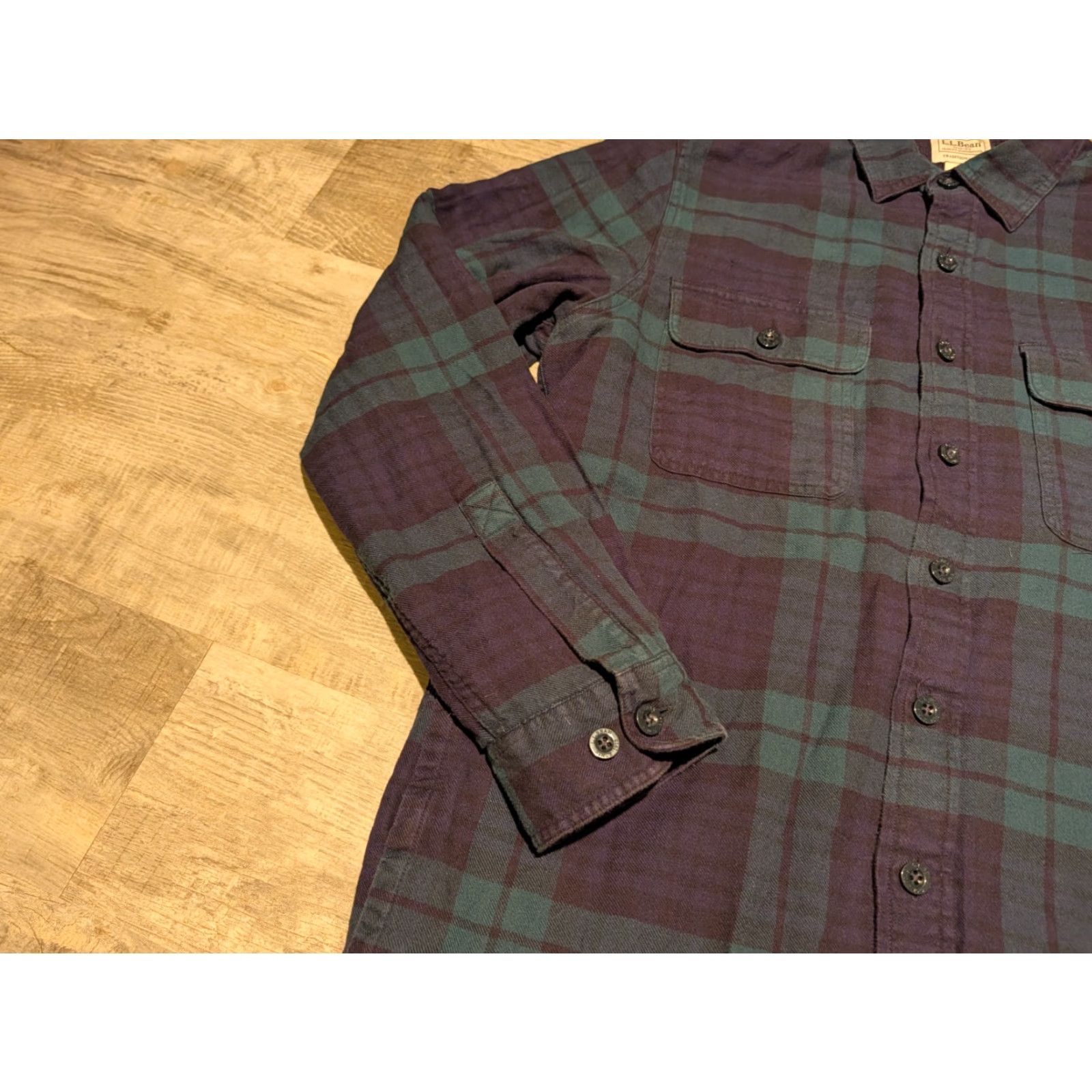 Vintage VINTAGE is not applicable; LL Bean Mens M Tall Fleece-Lined Flannel Button Up Shirt Jacket Buffalo Plaid Green Casual Workwear Size US M / EU 48-50 / 2 - 5 Thumbnail