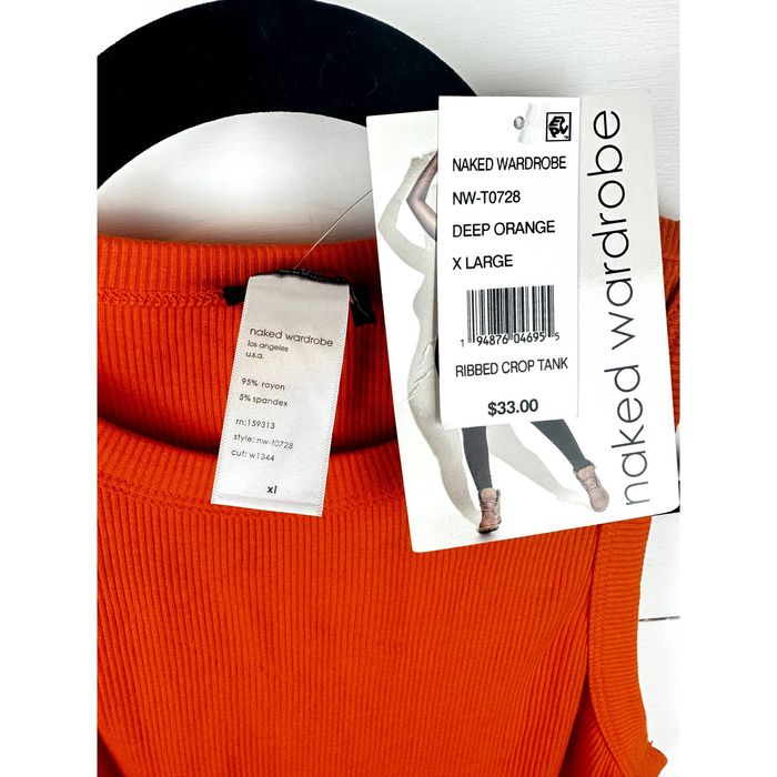 Nordstrom NWT Naked Wardrobe Deep Orange Ribbed crop top XL