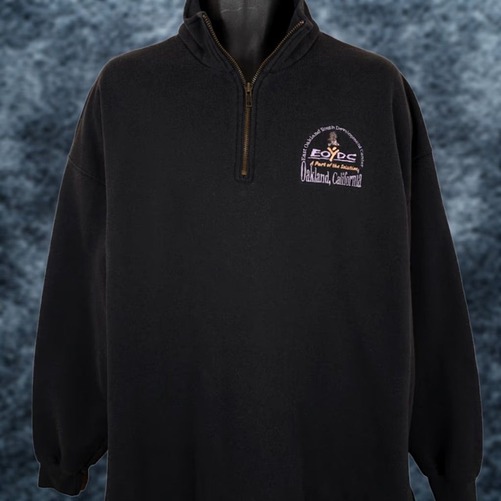 Lee VINTAGE Lee Oakland Track & Field Sweatshirt Mens XL Black Mock Neck Sweatshirt Size US XL / EU 56 / 4 - 1 Thumbnail