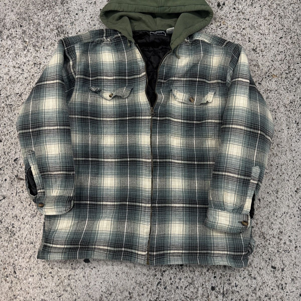 Vintage Thrashed Faded Distressed Zip Up Flannel Hoodie ERD Grunge Size US L / EU 52-54 / 3 - 5 Thumbnail