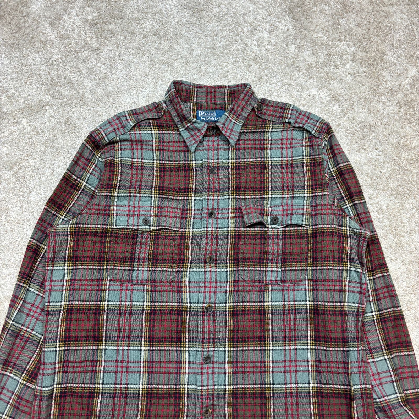 Polo Ralph Lauren × Vintage Vintage Polo Ralph Lauren Military Epaulettes Flannel Mens L Size US L / EU 52-54 / 3 - 2 Thumbnail