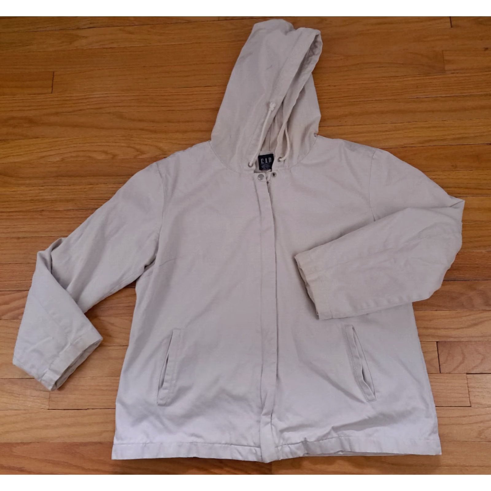 Gap VINTAGE Gap White Denim Full Zip Hooded Jacket Women XL Denim Light Windbreaker Hooded Regular XLarge Mid-Length Cotton Jacket Size XL / US 12-14 / IT 48-50 - 2 Thumbnail