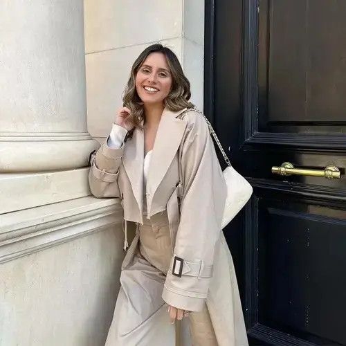 Japanese Brand × Vintage Khaki Cropped Trench Women Long Sleeves Size ONE SIZE - 3 Thumbnail