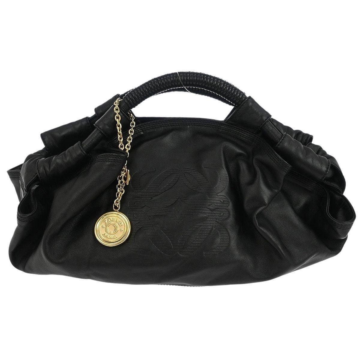Loewe Nappa Anagram Logo Aire Hand Leather Bag Black