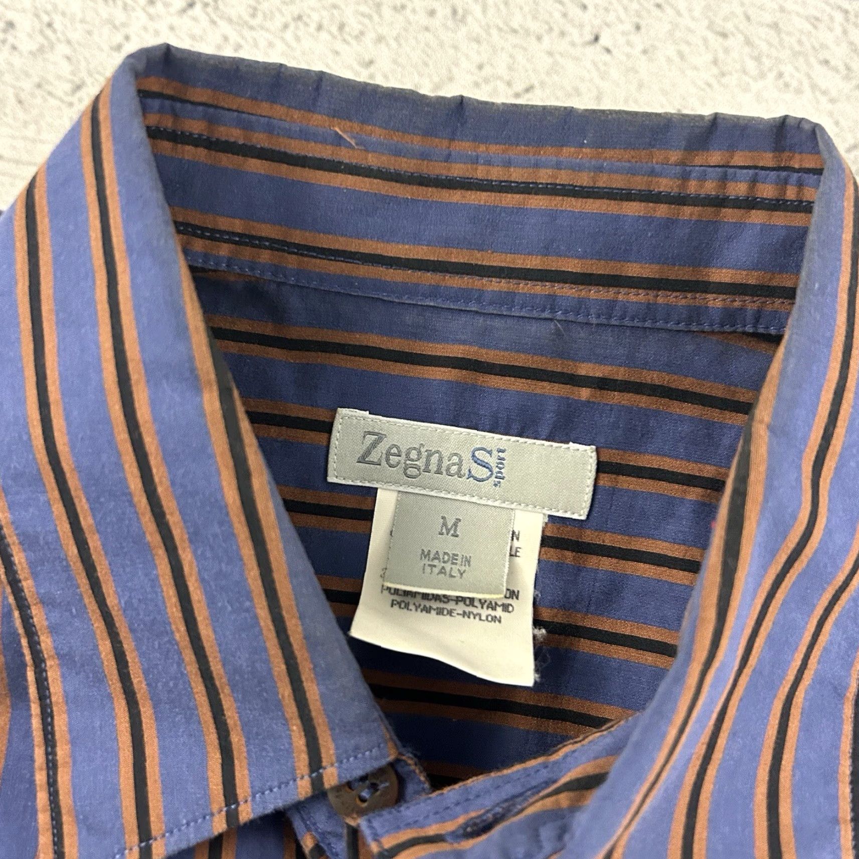 Vintage Zegna Sport Men’s Button-Up Long Sleeve Striped Shirt M Blue Italian Pattern Clean Size US M / EU 48-50 / 2 - 2 Thumbnail