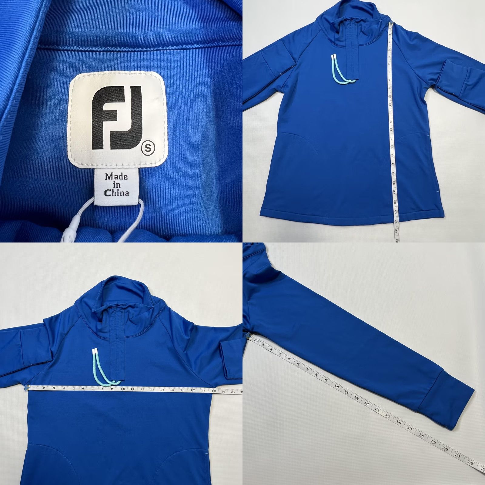 Footjoy FootJoy Pullover Womens Small Blue Funnel Collar Golf 4 Way Stretch Thumbholes Jacket 1/4 Zip Mock Neck Zipless? Size S / US 4 / IT 40 - 8 Thumbnail