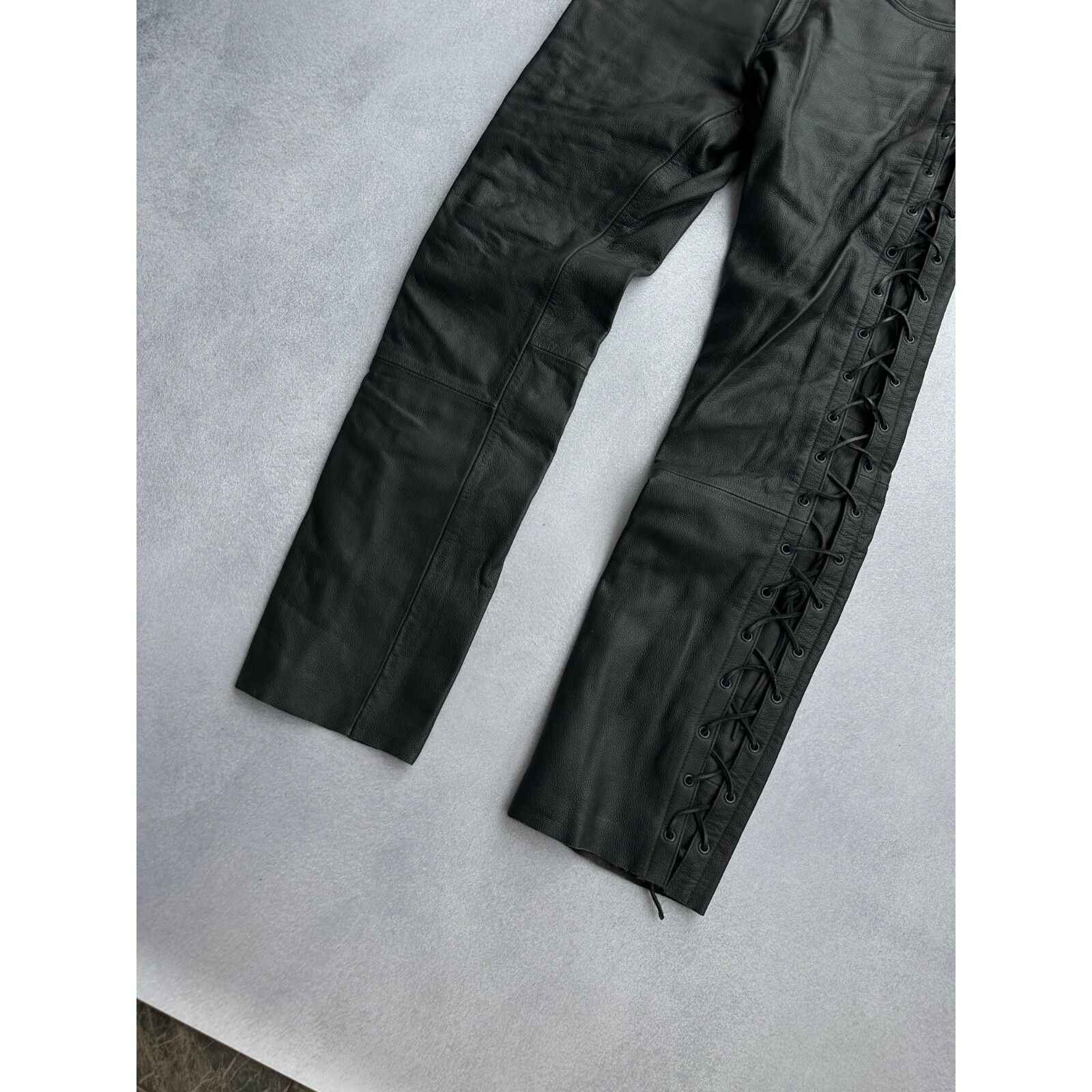 Vintage VTG HighWay 1 Black Leather Lace-Up Moto Genuine Leather Size US 30 / EU 46 - 3 Thumbnail