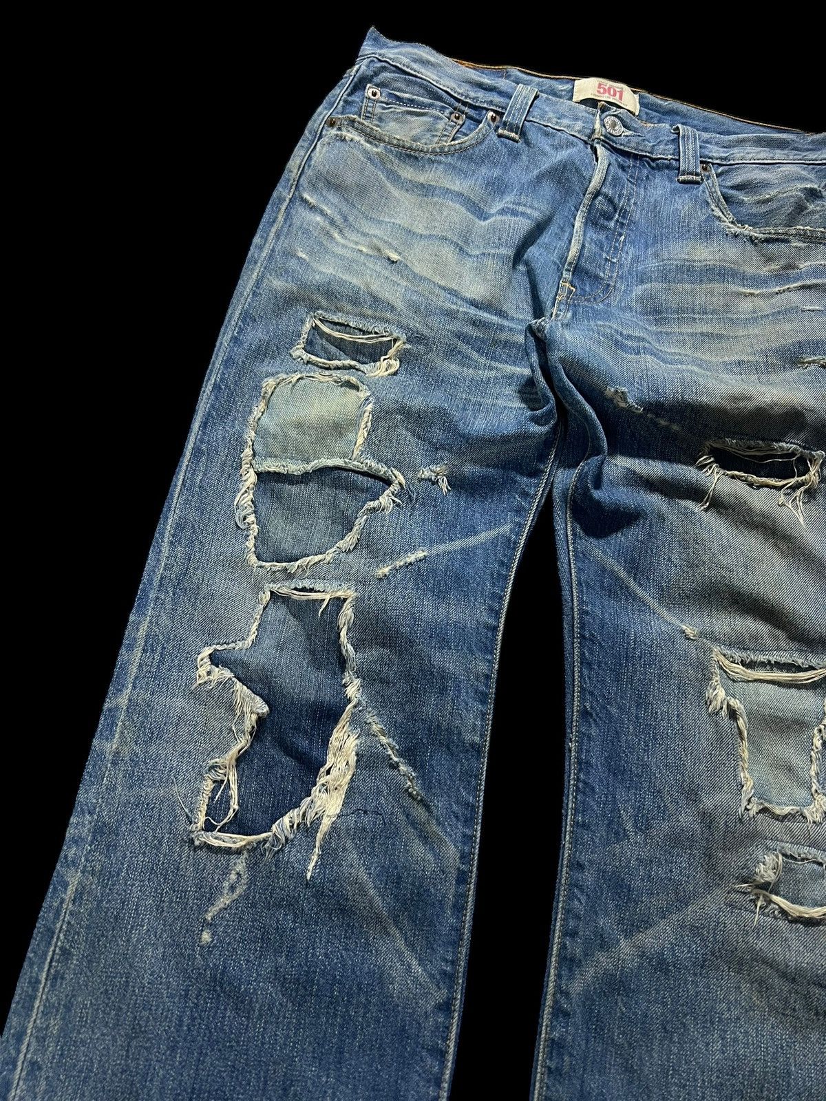 Levi's × Levi's Vintage Clothing 💥Rare💥Vintage 90’Levis 501 Kurt Corbain Distressed Jeans Size US 30 / EU 46 - 4 Thumbnail