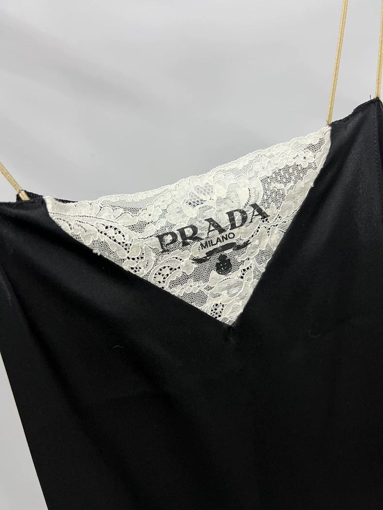 Prada Prada Black lace triangle silk dress Size XS / US 0-2 / IT 36-38 - 3 Thumbnail