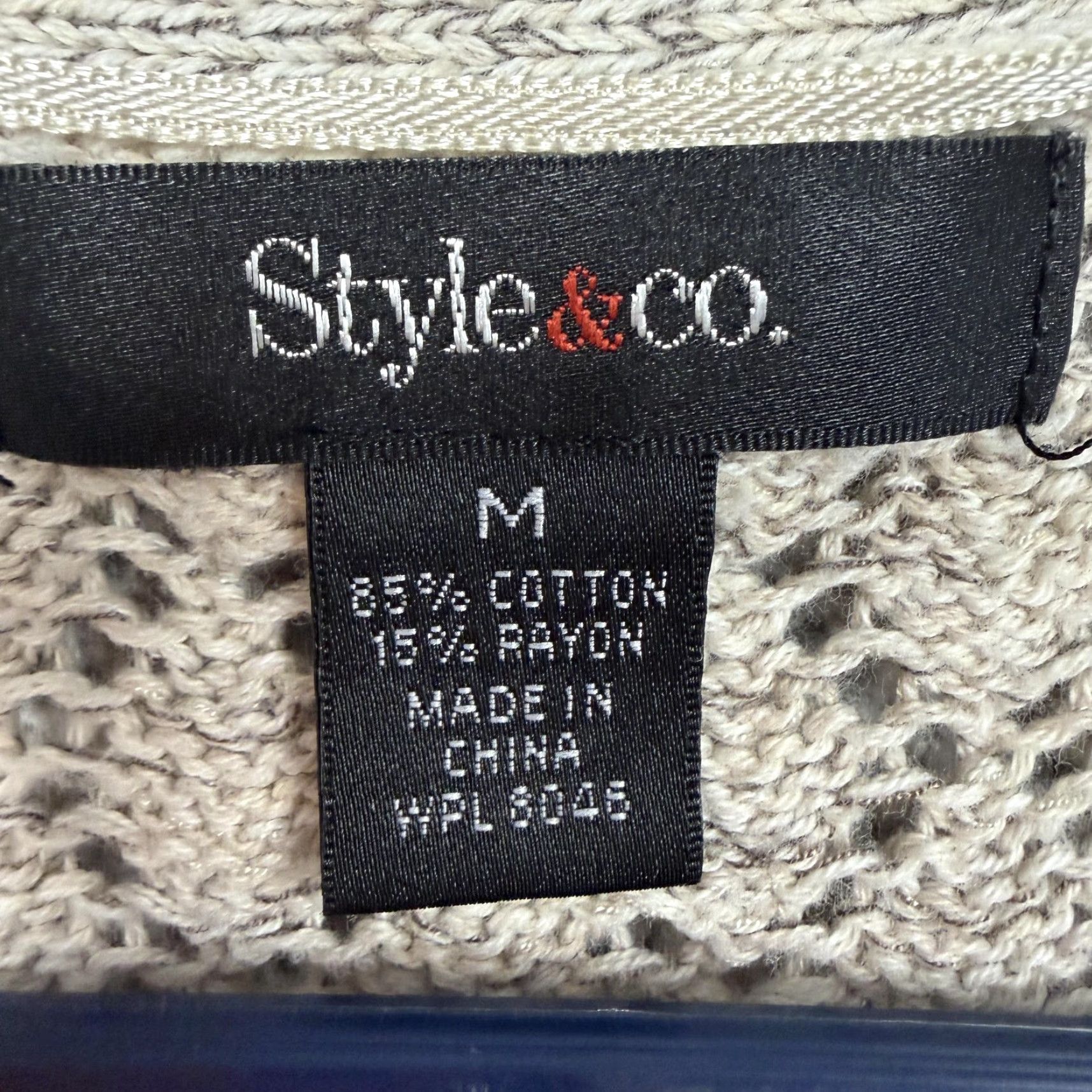 Vintage VINTAGE Style&co Cardigan Sweater M Women's Cardigan Open-Knit Flare Hem Beige Boho Cottagecore Shabby Chic Size M / US 6-8 / IT 42-44 - 5 Thumbnail