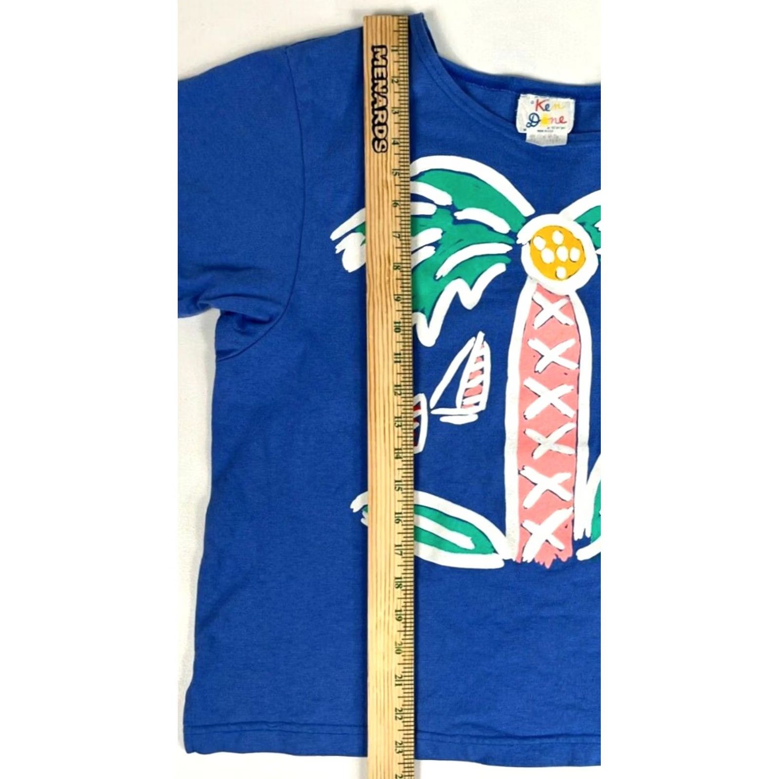 4SDESIGNS VINTAGE Ken Done for B.J. Designs T-Shirt Women’s Sz M Blue 80s Cotton Short Sleeve Made in USA Size M / US 6-8 / IT 42-44 - 6 Thumbnail