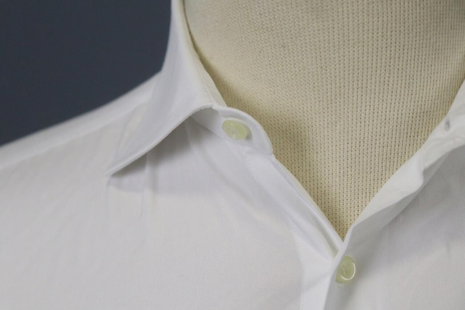 Designer Boggi White Cotton Collared Front Dress Shirt Size 40 Size 38R - 6 Thumbnail
