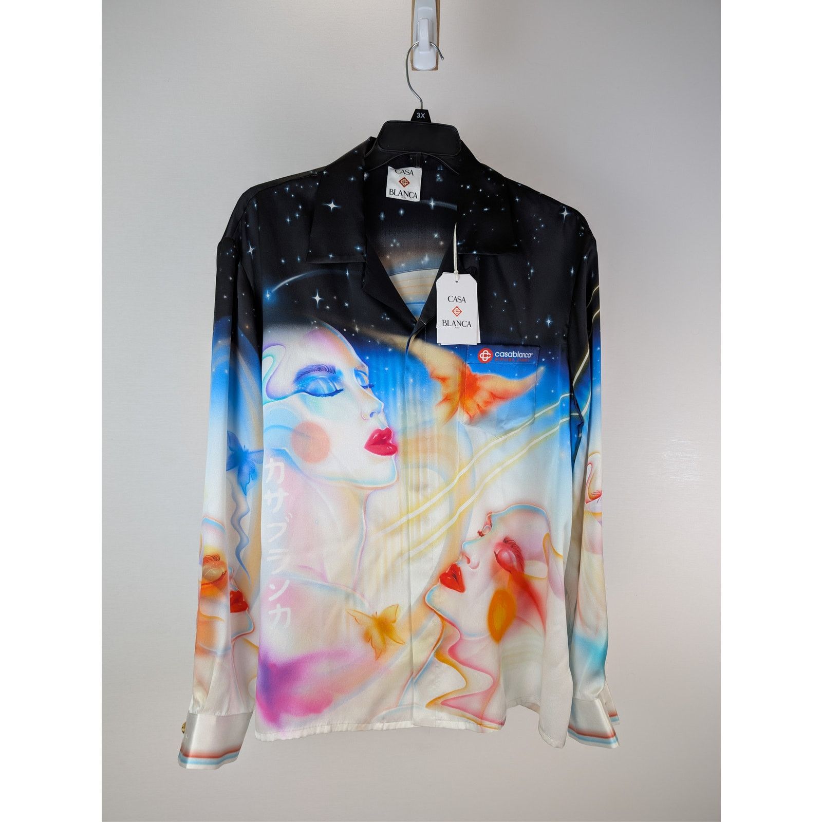 Casablanca o1rshd1 Silk Satin Cuban Collar Long Sleeve Shirt Multicolor Size US XL / EU 56 / 4 - 1 Thumbnail