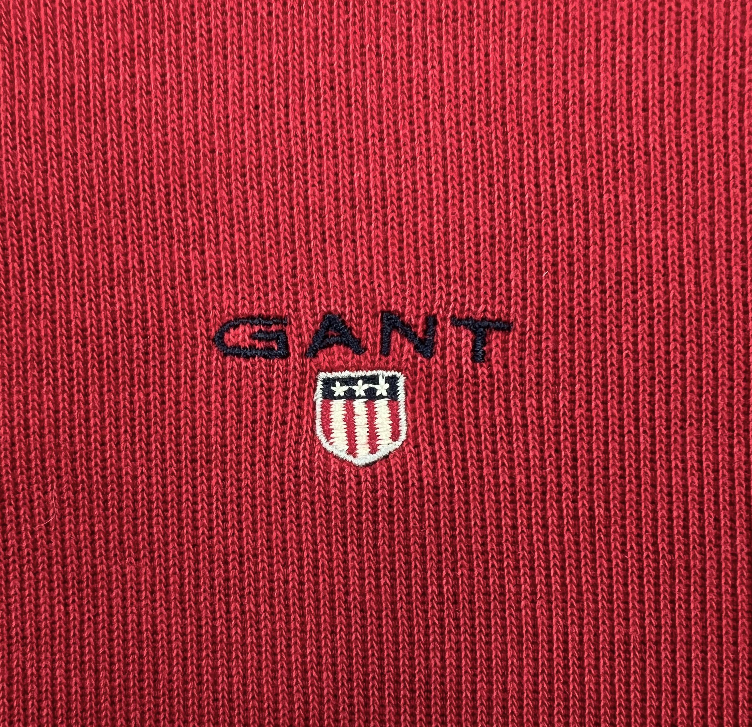Gant × Vintage Vintage GANT V-Neck Cotton Sweater Red – 2000s – Size L Size US L / EU 52-54 / 3 - 4 Thumbnail