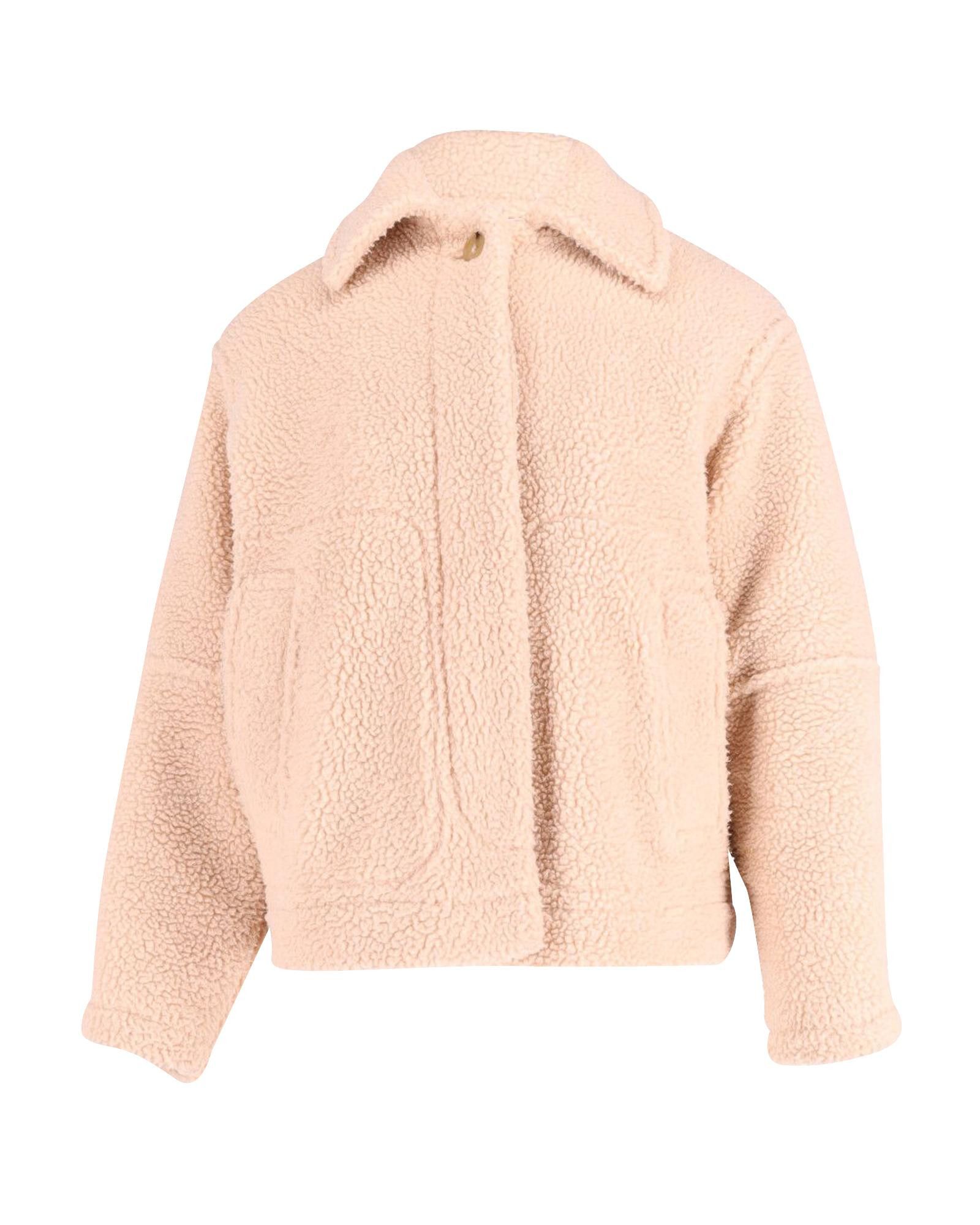 image of Vince Button-Front Sherpa Jacket In Beige Polyester, Women's (Size Small)