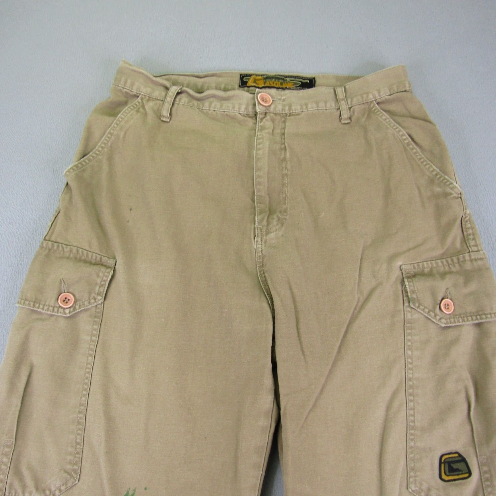 Vintage VINTAGE Gasoline Cargo Pants Men 32x26 Beige Army Combat Twill Regular Fit Size US 34 / EU 50 - 2 Thumbnail
