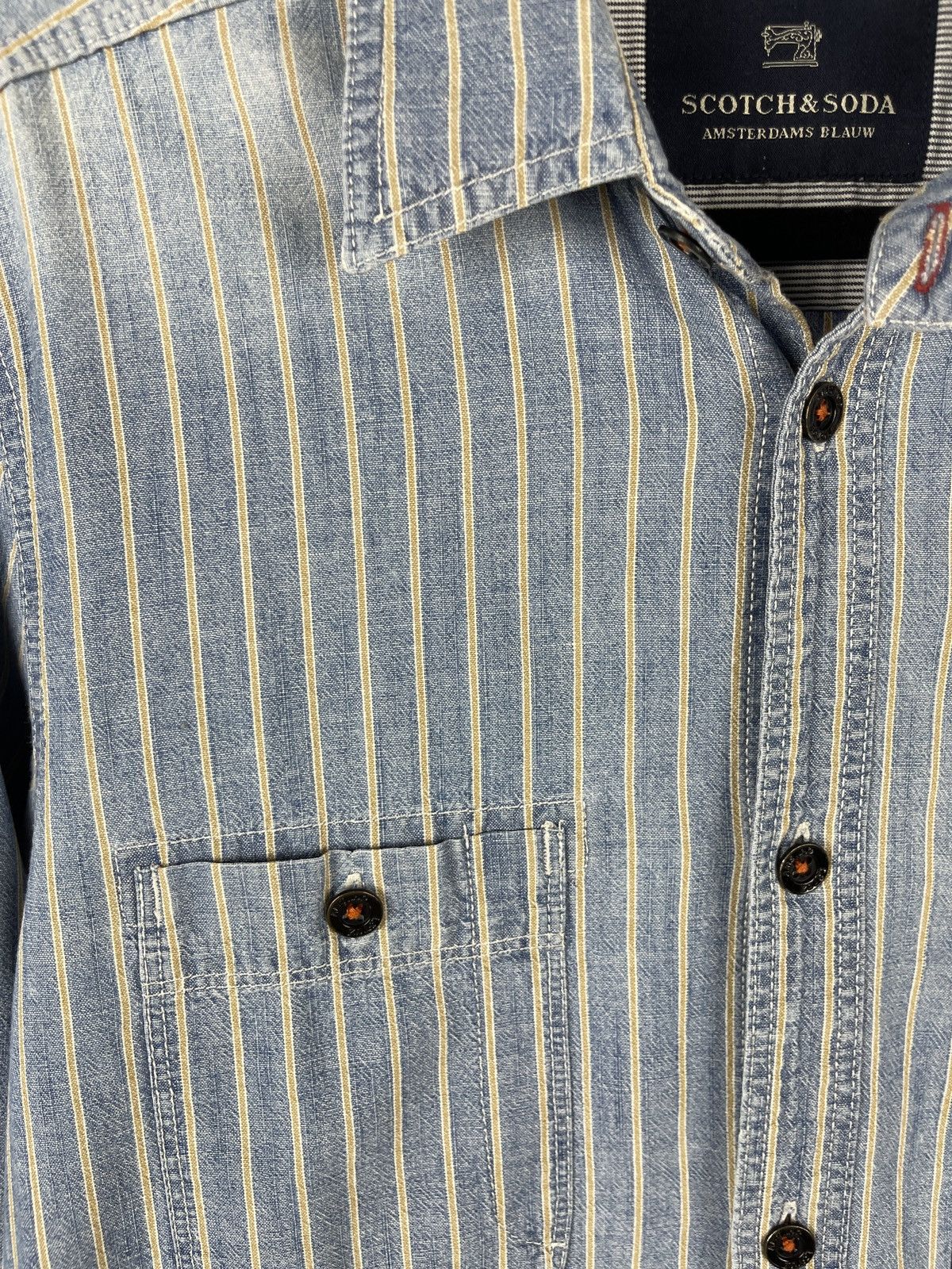 Scotch & Soda Scotch & Soda Rise’n Shine denim striped faded distressed Size US M / EU 48-50 / 2 - 9 Thumbnail