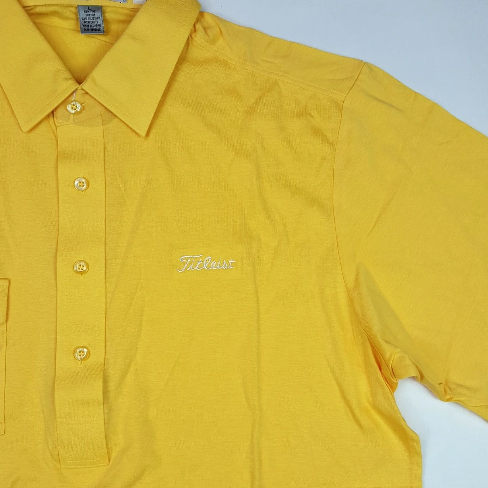 Titleist Titleist Golf Polo Shirt Short Sleeve Yellow Mens L Pullover Collar Polo Shirt Size 42R - 4 Thumbnail