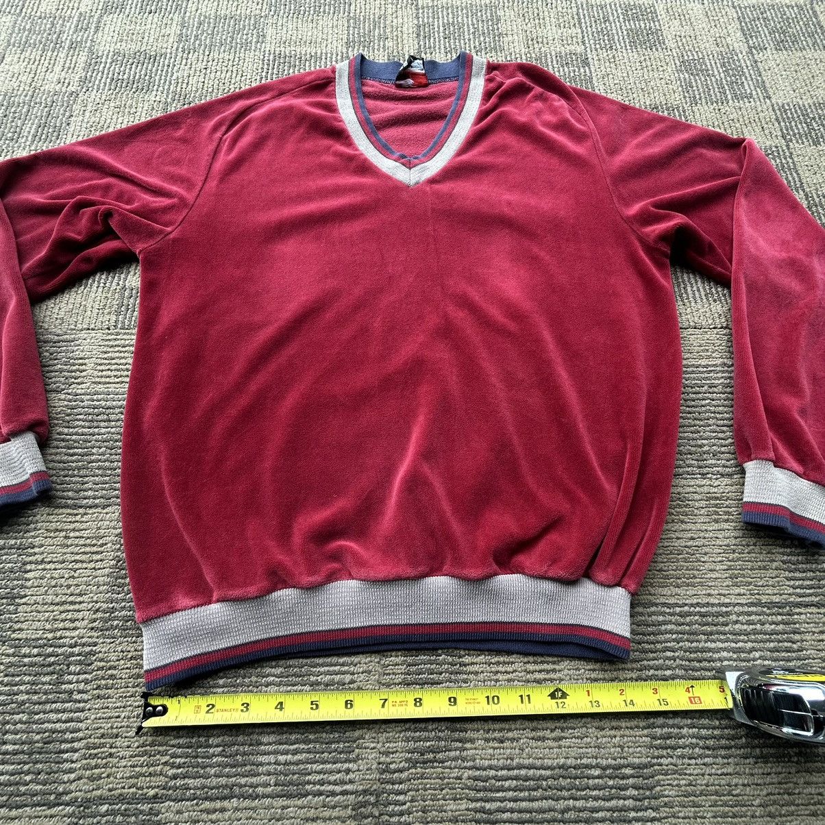 Vintage VTG 70’s Velour Red V-Neck Pullover Sweater Size M / US 6-8 / IT 42-44 - 5 Thumbnail